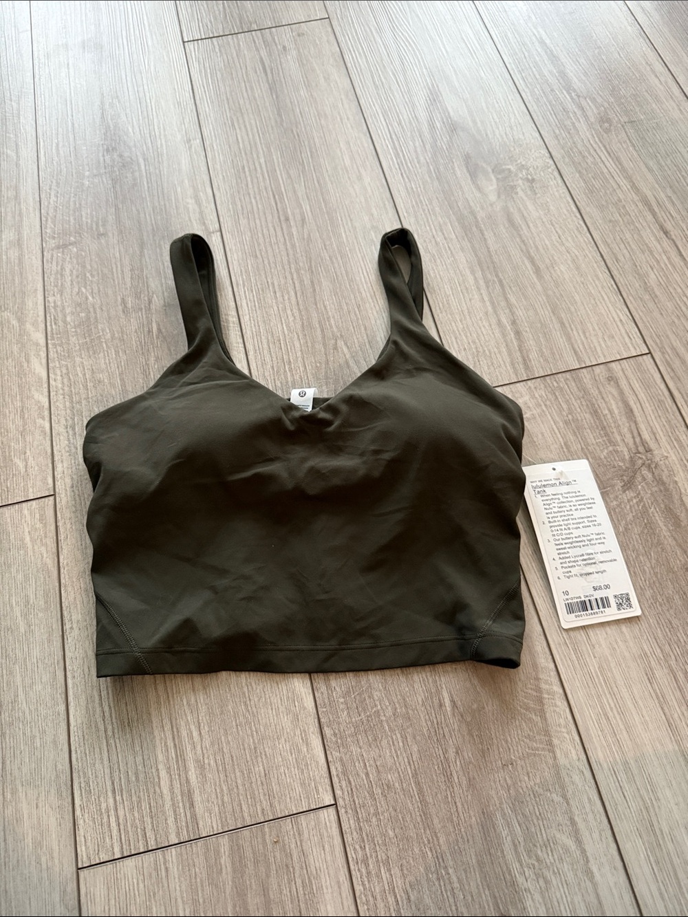 Lululemon Athletica Women’s Olive Green Align Tank Cropped Size 10 NEW